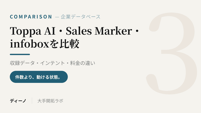 Toppa AI・Sales Marker・infoboxを比較|収録データ・インテント・料金の違い